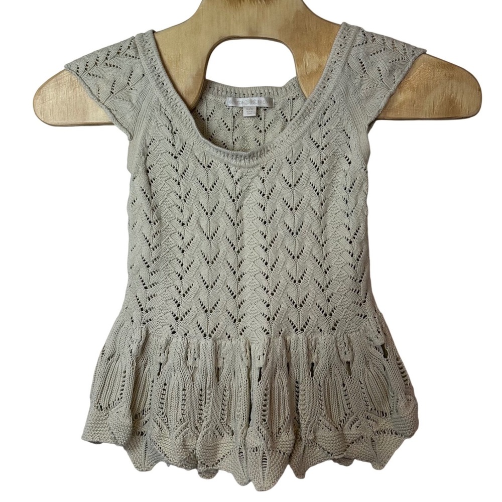 Boston‎ Proper Cream Pointelle Crochet Knit Sleeveless Top Size M Cottagecore